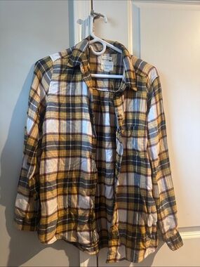 Flannel Shirt in Mustard, Black, and Rust Plaid